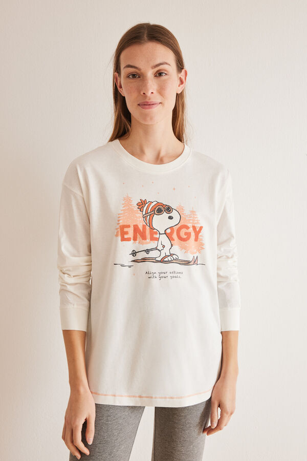 Women'secret Pijama 100% algod&oacute;n Snoopy legging marfil