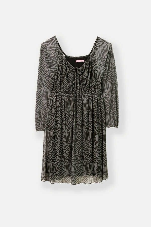 Ohma! Vestido estampado maternity com franzidos no peito  preto