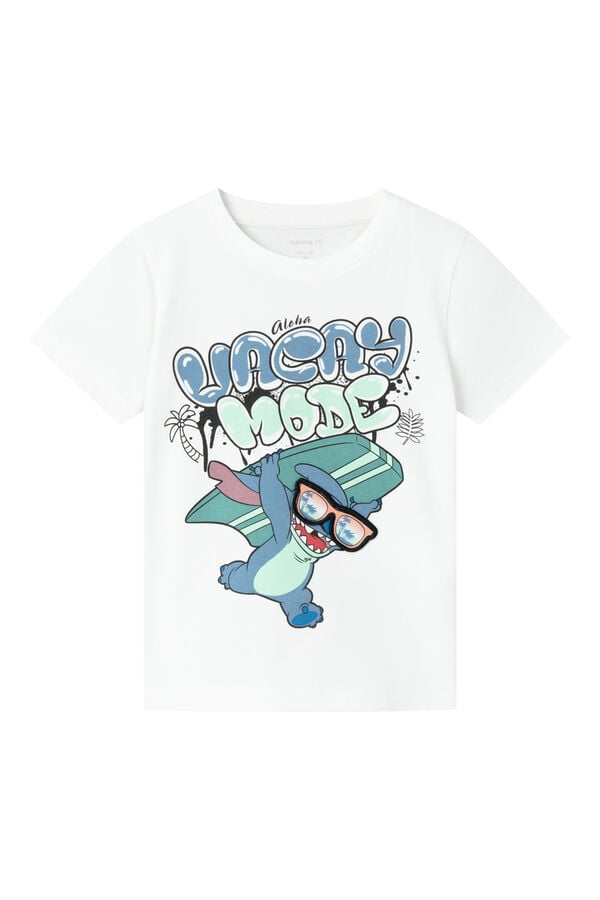 Name it Camiseta masculina de manga curta Stitch branco