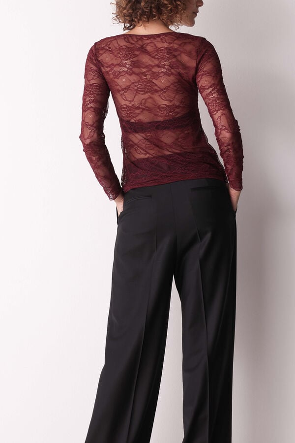 Cotonella Camiseta Manga Larga Cuello Redondo burdeos