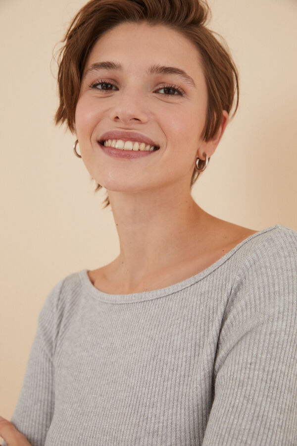 Women'secret Body manga comprida canelado cinzento cinzento