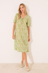 Women'secret Camisa de dormir de algod&atilde;o com estampado floral verde