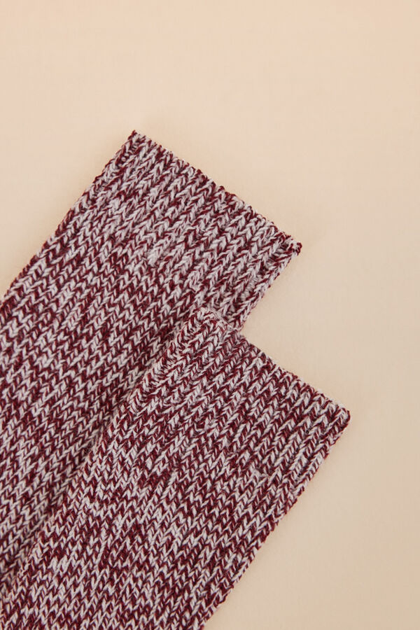 Women'secret Calcetines medios textura rojo beige