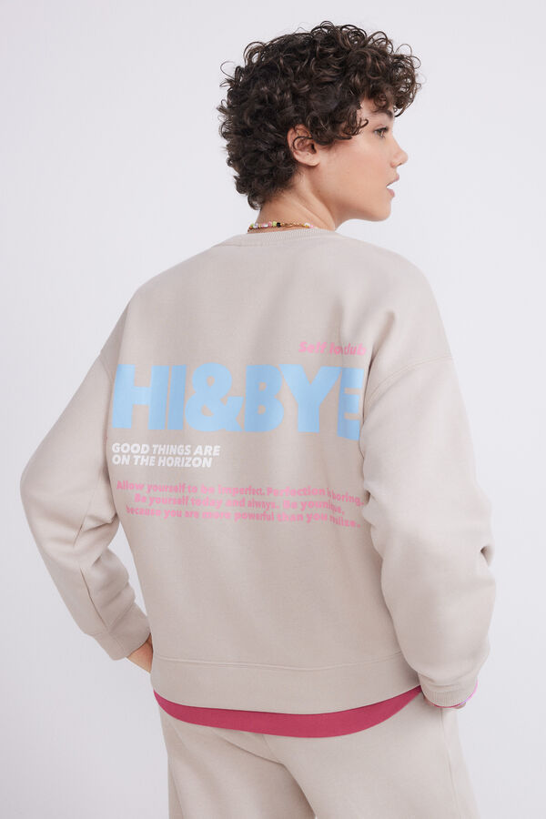 HI&BYE Sudadera felpa gris claro logo  gris
