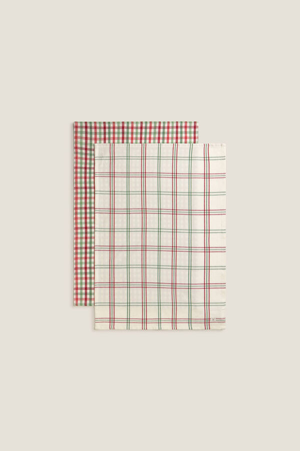 Textura Set de trapos de algod&oacute;n hilo tintado rojo