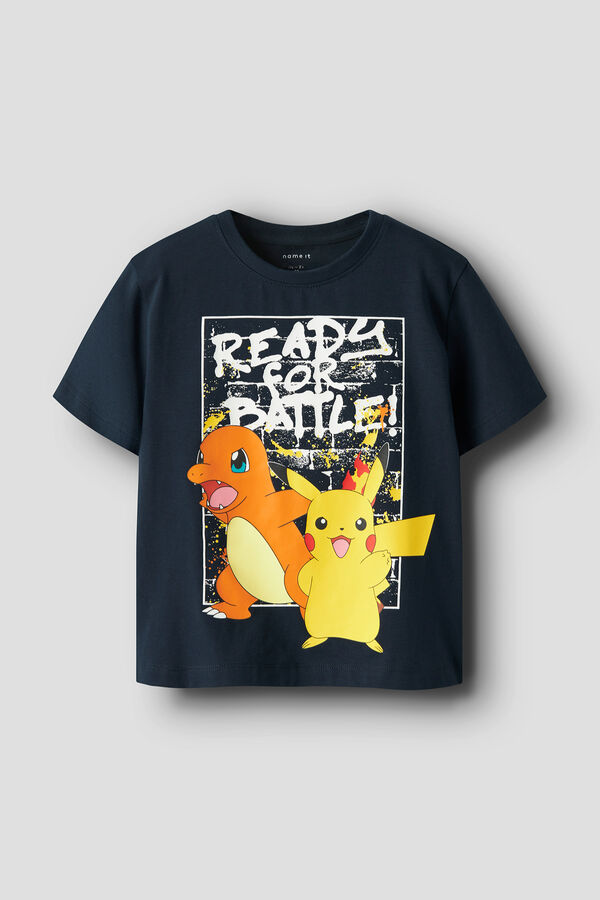 Name it T-shirt manga curta Pokemon para menino azul