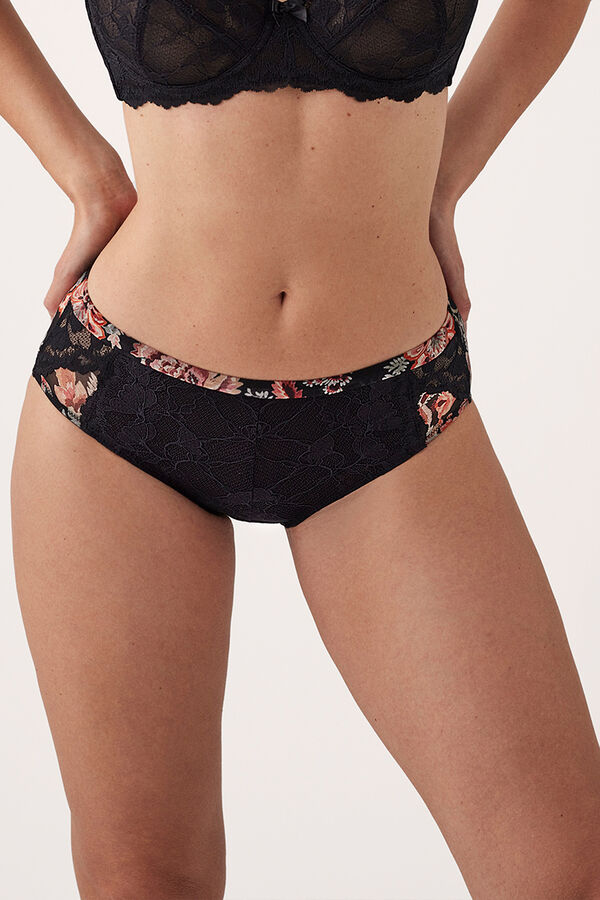 Promise Braga brasile&ntilde;a encaje estampado negro