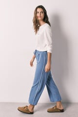 Women'secret Pantal&oacute;n Capri 100% algod&oacute;n azul azul