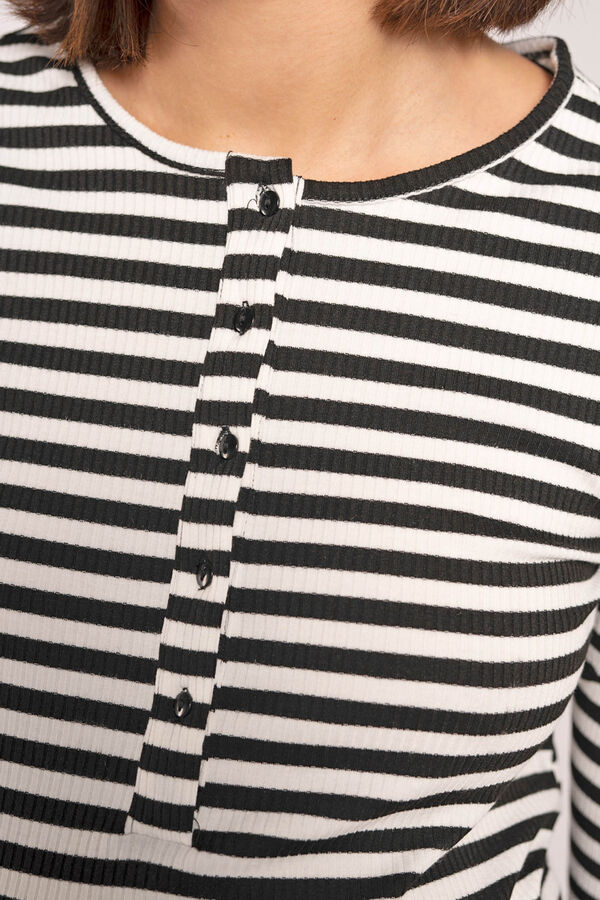 Ohma! Camiseta Lactancia Canalé A Rayas negro