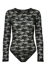 Pieces Body Encaje Manga Larga negro