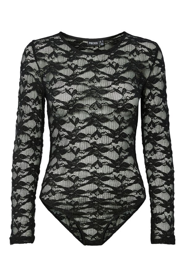 Pieces Body Encaje Manga Larga negro