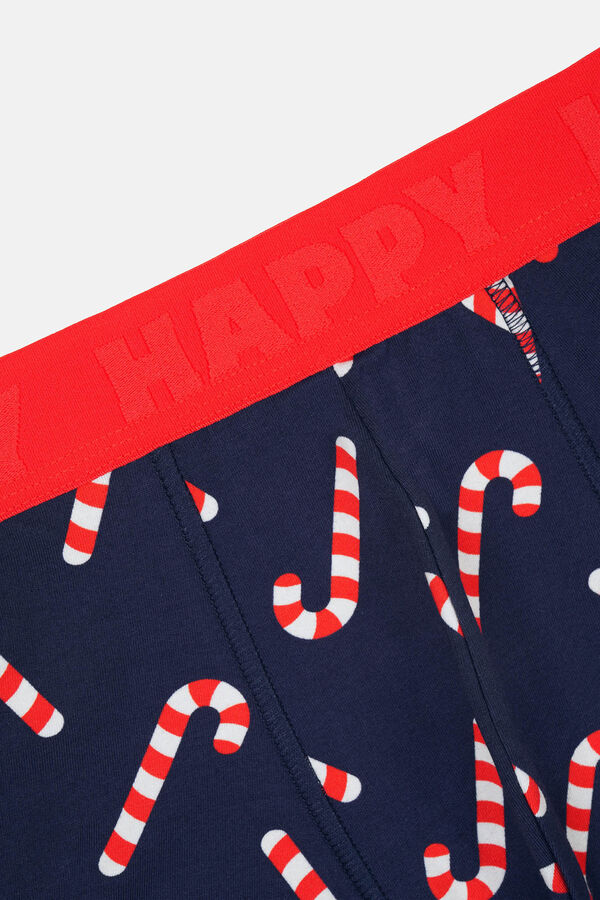 Happy Socks B&oacute;xer corto bast&oacute;n caramelo Navidad azul