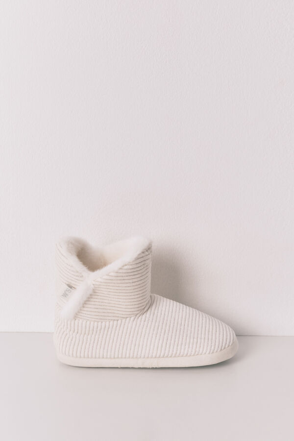 Women'secret Zapatillas casa bota canal&eacute; blanco lurex marfil