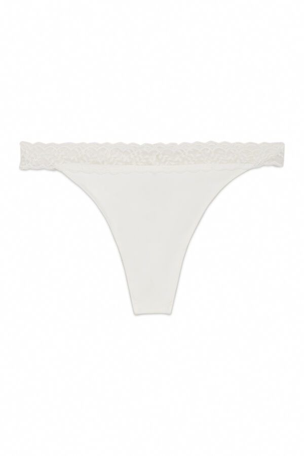 Women'secret Renda de tanga branca branco