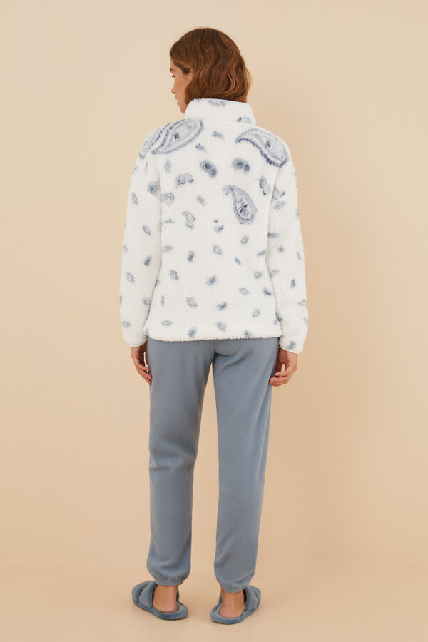 Women'secret Pijama largo borreguito y polar Paisley estampado