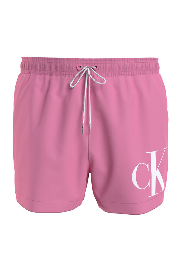 Calvin Klein Ba&ntilde;ador corto con cord&oacute;n - CK Monogram rosa
