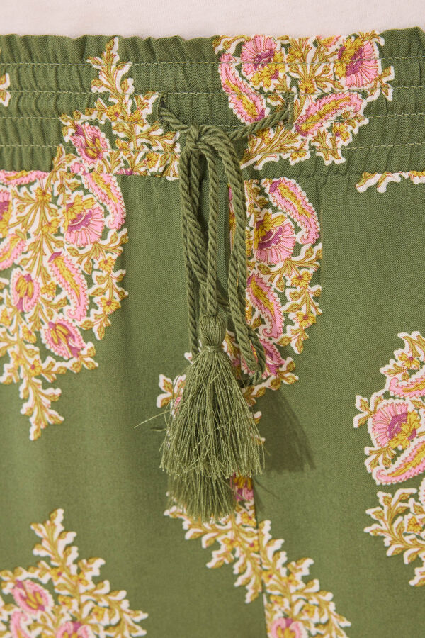 Women'secret Calça longa de viscose floral verde