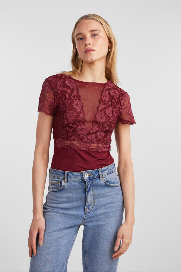 Pieces Body de renda vermelho