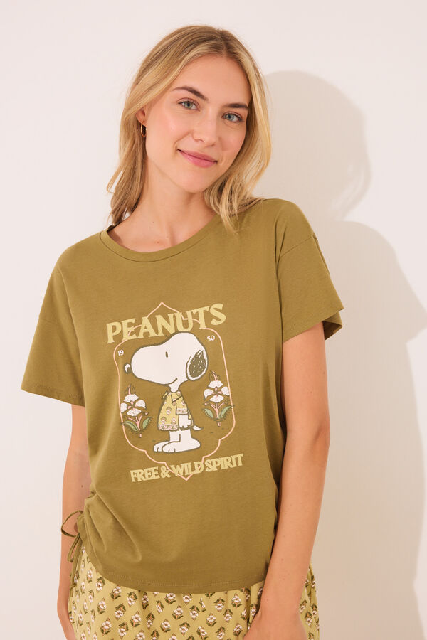Women'secret Pijama corto Snoopy caqui  kaki