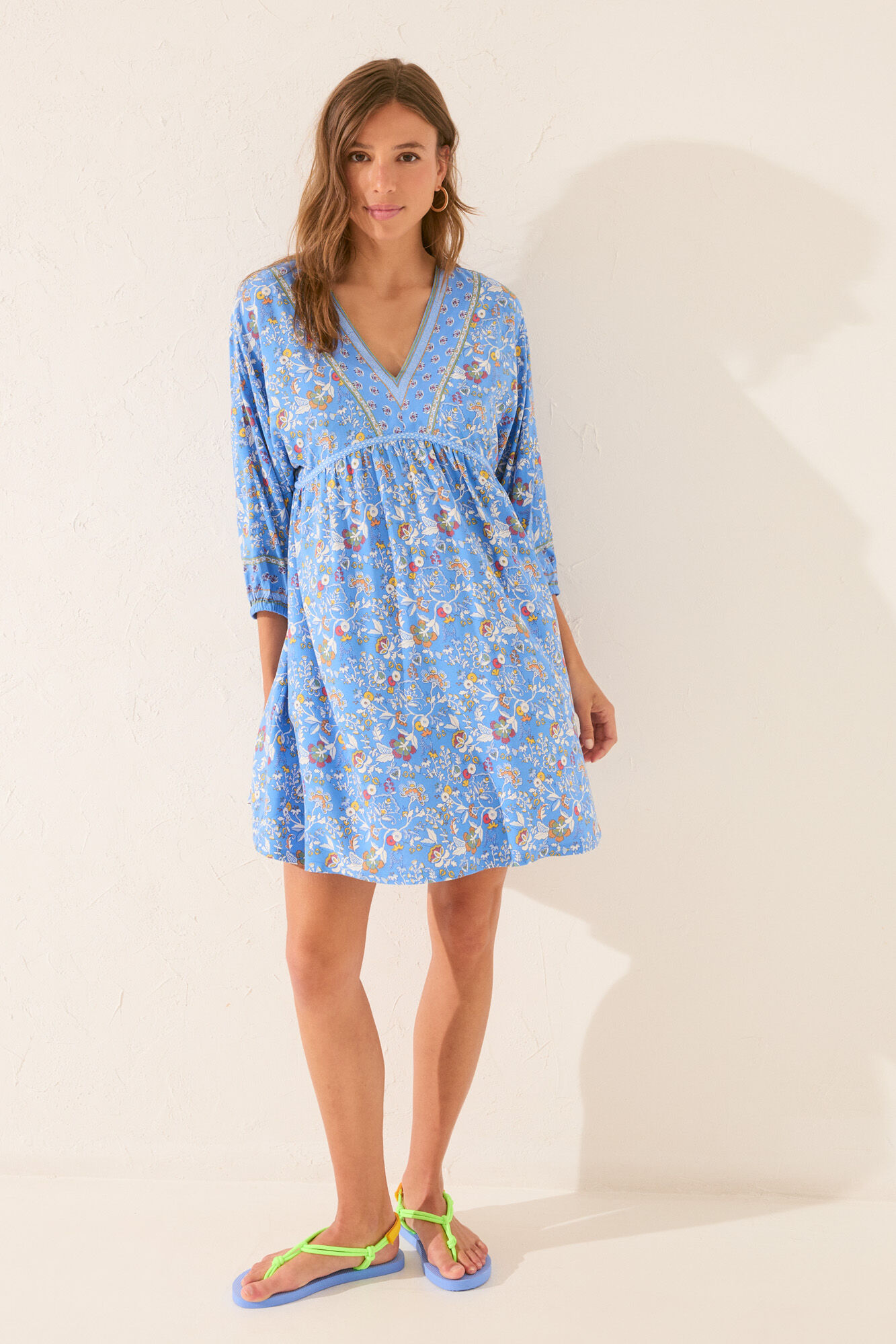 Women'secret Camisola midi floral com manga bufantes