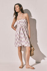 Women'secret Vestido curto com decote smock estampado branco