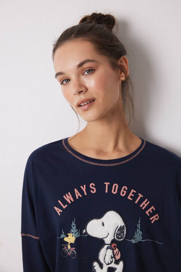 Women'secret Pijama largo 100% algod&oacute;n azul Snoopy azul