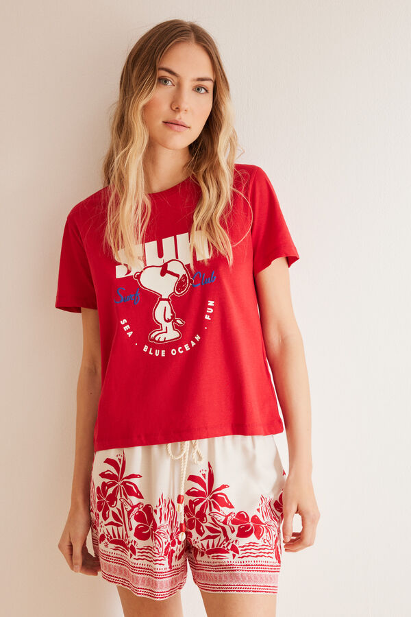 Women'secret Camiseta 100% algod&oacute;n rojo Snoopy  rojo