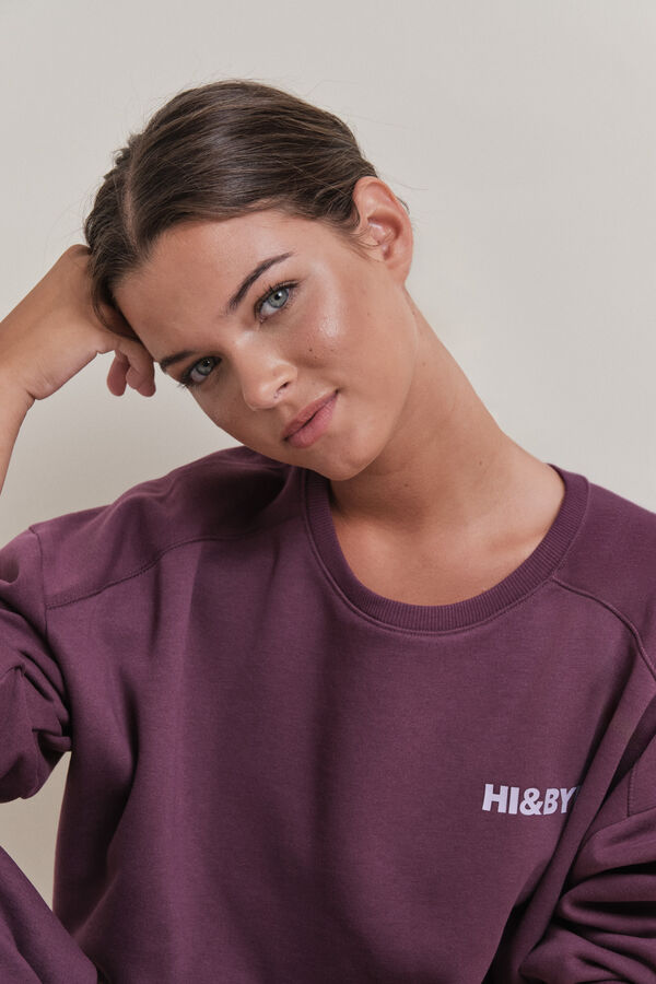 HI&BYE Sudadera corta felpa vino burdeos