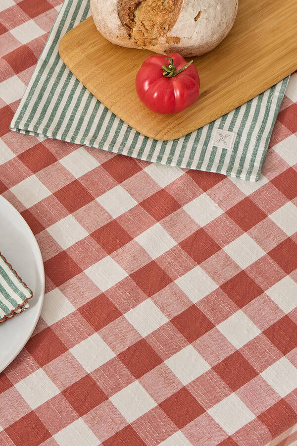 Textura Mantel algod&oacute;n cuadros vichy rojo