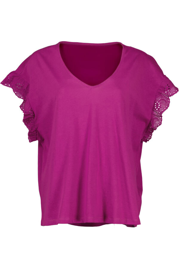 Womensecret T-shirt 100% algodão bordado suíço morado rosa