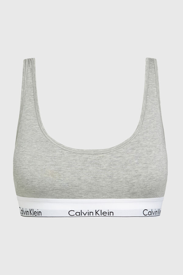 Calvin Klein Sutiã triangular com logo CK cinzento