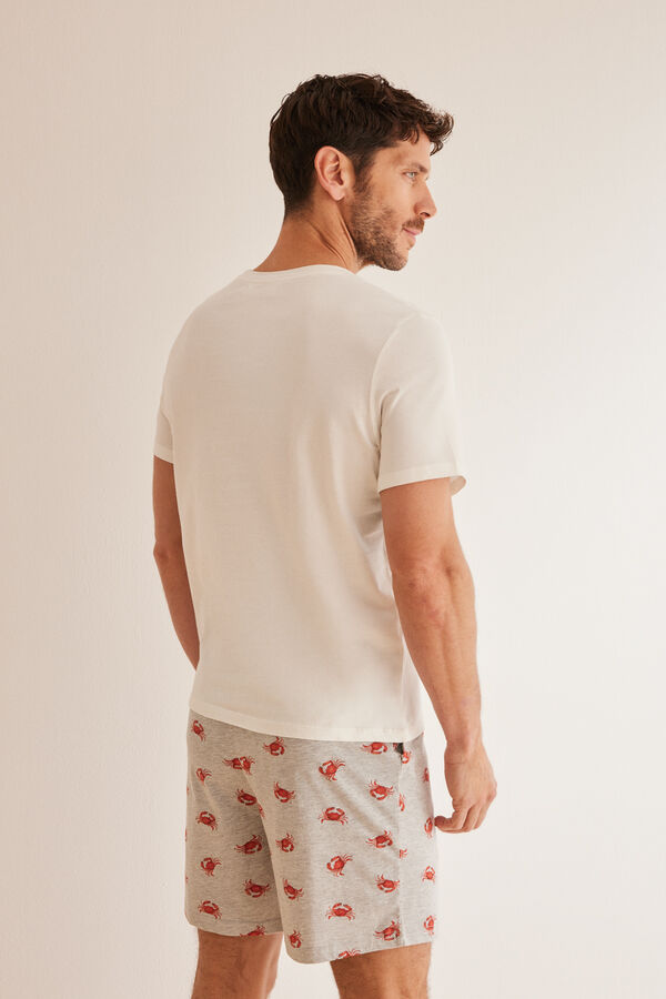 Women'secret Pijama curto homem 100% algod&atilde;o caranguejos bege