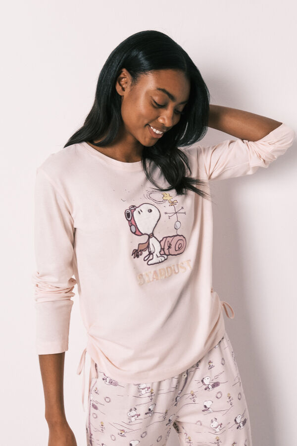 Women'secret Pijama comprido em algod&atilde;o rosa Snoopy rosa