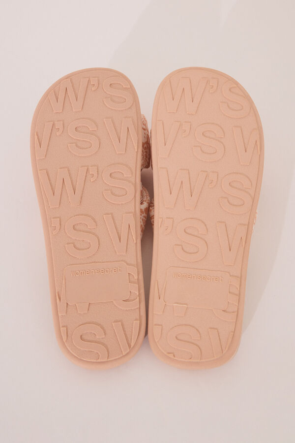 Women'secret Zapatillas casa pala nudo rafia naranja melocot&oacute;n naranja