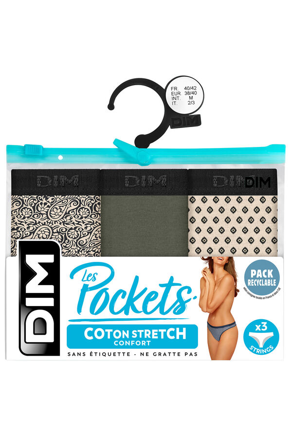 DIM Pack de 3 tangas de algod&oacute;n el&aacute;stico con estampados estampado
