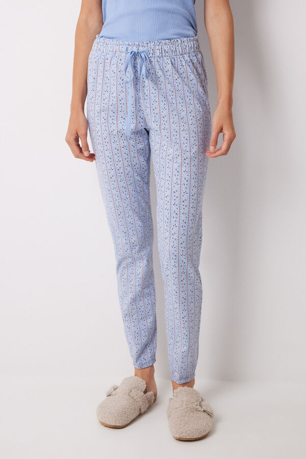 Women'secret Pantal&oacute;n pijama algod&oacute;n flores rayas skinny estampado