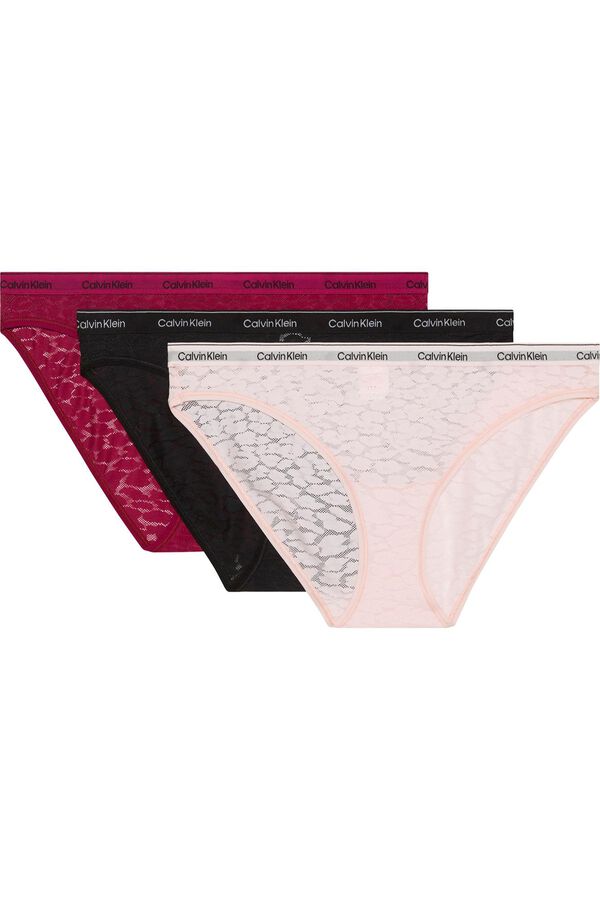 Calvin Klein Pack de 3 bragas de encaje rosa