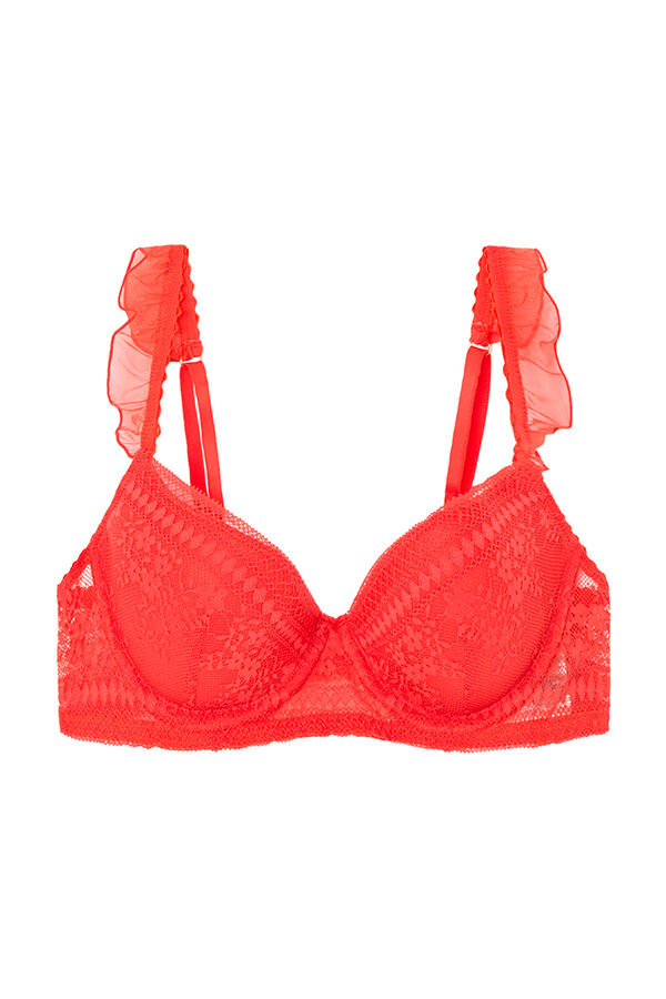 Women'secret BEAUTIFUL Sujetador balconette encaje volantes coral coral