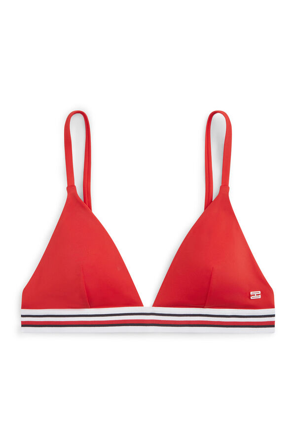 Tommy Hilfiger Top biqu&iacute;ni triangular global stripe vermelho