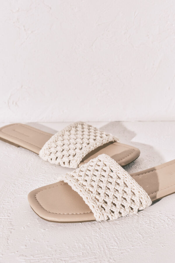 Women'secret Sand&aacute;lias pala em crochet bege bege