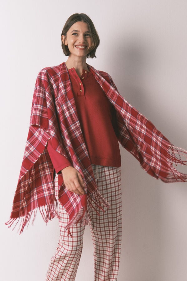 Women'secret Poncho cuadros efecto lana cashmere estampado