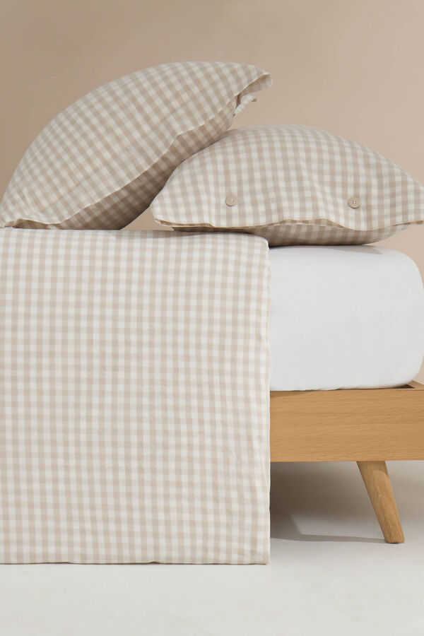 Textura Funda n&oacute;rdica cuadros algod&oacute;n. Cama 105-110cm. nude