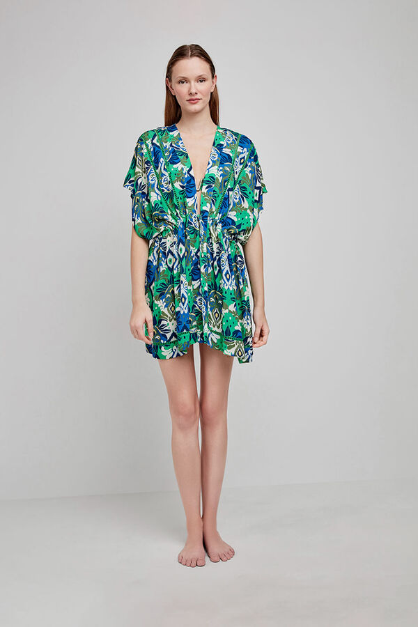 Gisela Caftán corto estampado blanco