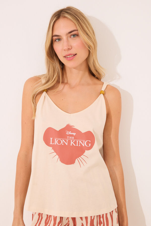 Women'secret Pijama curto estampado Rei Le&atilde;o cru