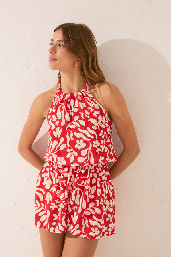 Women'secret Macac&atilde;o curto halter estampado vermelho estampado