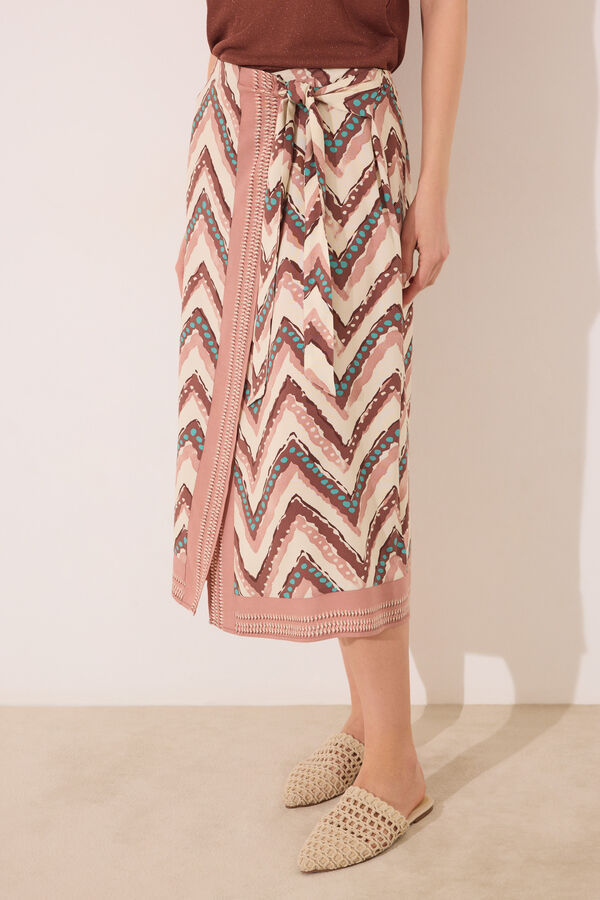 Women'secret Pareo midi estampado tribal marrón