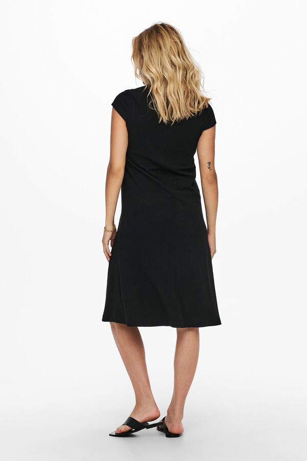 Only Maternity Vestido midi maternity con botones negro