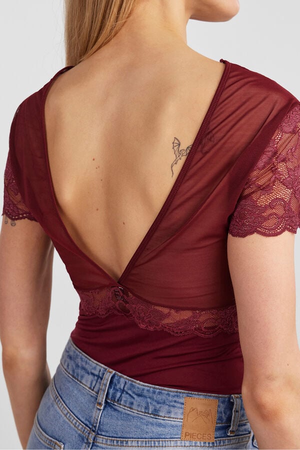 Pieces Body de renda vermelho