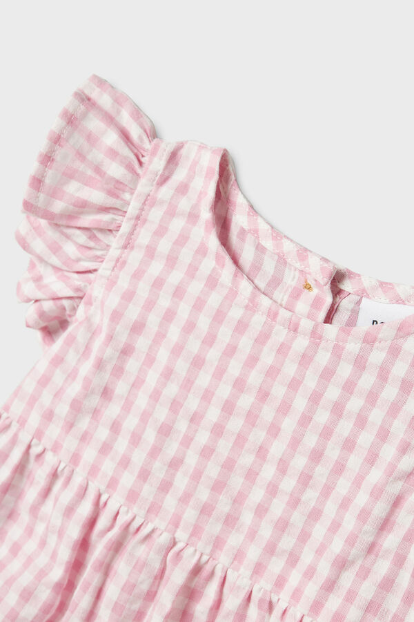 Name it Macacão xadrez Vicky 100% algodão rosa