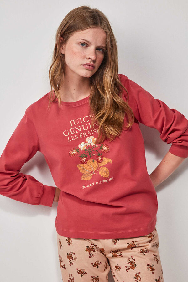 Gisela Pijama estampado de algodão rosa